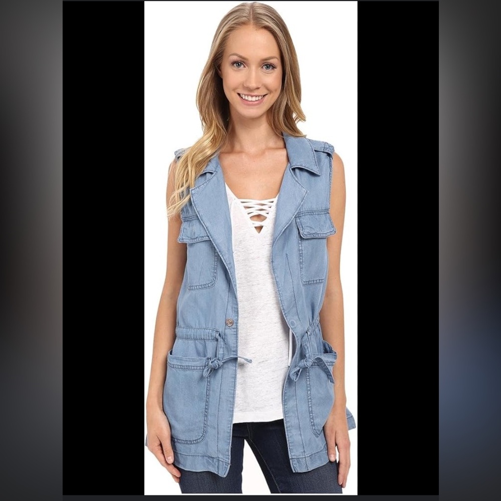 Sanctuary Women's Day Trip Chambray Utility Vest Size Large - Picture 1 of 6